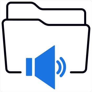 carpeta y documento icono concepto en azul línea color vector