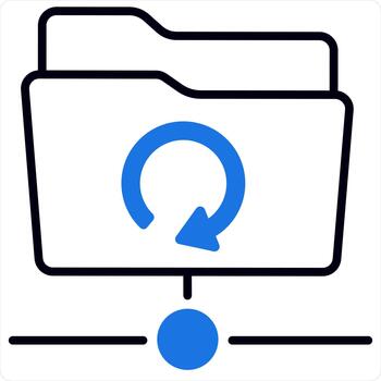 Upload Folder and Page in blue line color vector