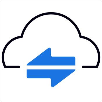 Synchronize Cloud and refresh concept in blue line color vector