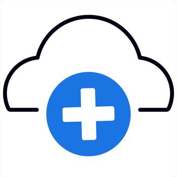 Add Cloud and computing icon concept in blue line color vector