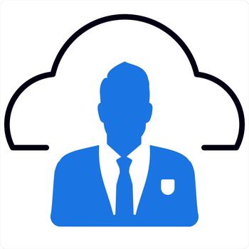 nube y informática en azul línea color vector