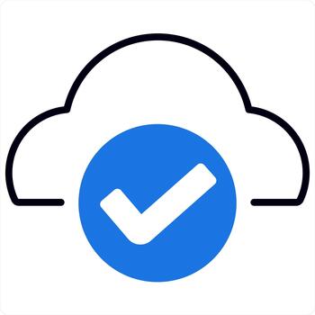 aprobar nube y informática icono concepto en azul línea color vector