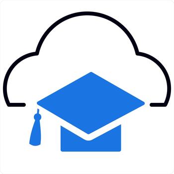 nube la licenciatura y informática icono concepto en azul línea color vector