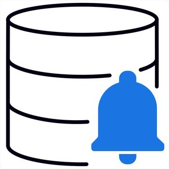 servidor notificación y icono concepto en azul línea color vector