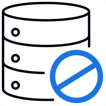 Server Prohibited and icon concept in blue line color vector