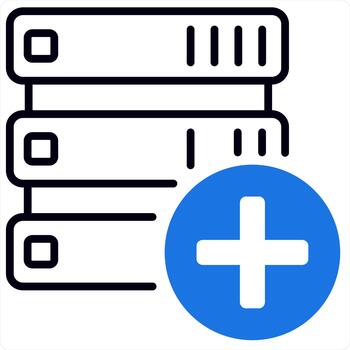 Add Server and icon concept in blue line color vector