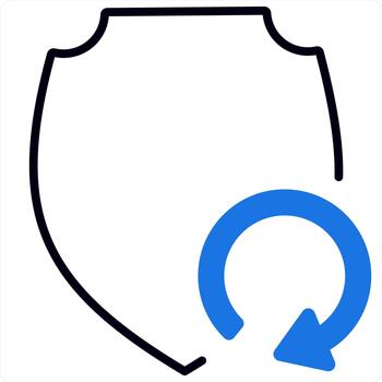 Update Shield and shield icon concept in blue line color vector