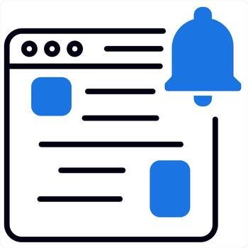 Webpage Notification and icon concept in blue line color vector