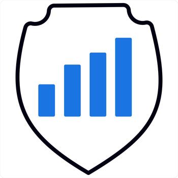 Graph Security and protection icon concept in blue line color vector