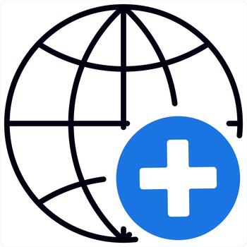Add Global and icon concept in blue line color vector