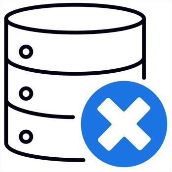 Wrong Server and remove icon concept in blue line color vector