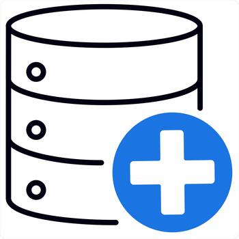 añadir servidor icono concepto en azul línea color vector