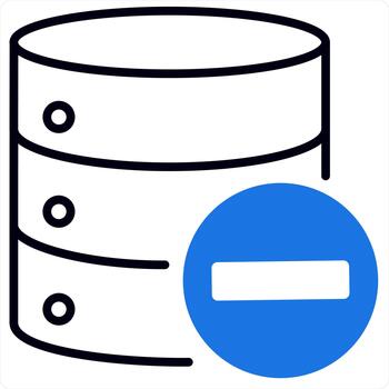 Remove Server and wrong icon concept in blue line color vector