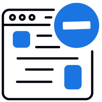 Remove Webpage and icon concept in blue line color vector