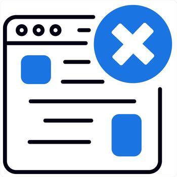 Wrong Webpage and icon concept in blue line color vector