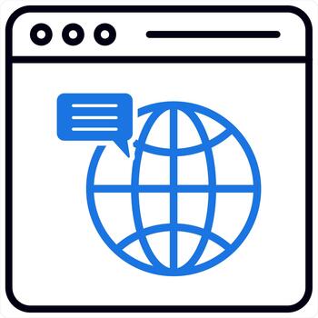 web navegador y sitio web icono concepto en azul línea color vector