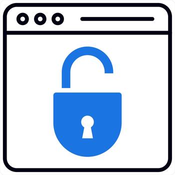 Webpage Security and secured icon concept in blue line color vector