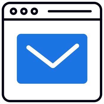 página web mensaje y icono concepto en azul línea color vector