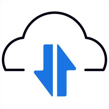 Synchronize Cloud and refresh icon concept in blue line color vector