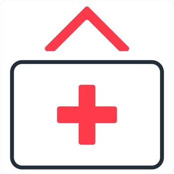 Add Button icon concept in red line color vector