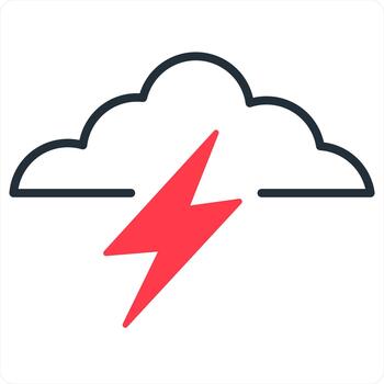 Cloud Lighting icon concept in red line color vector
