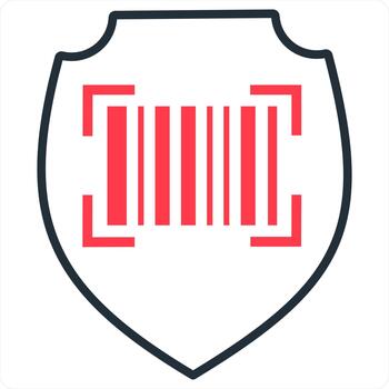 bar código icono concepto en rojo línea color vector