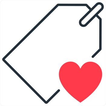 Favorite Tag and label in red line color vector