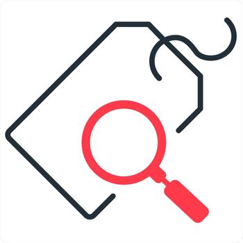 Search Tag and label icon concept in red line color vector