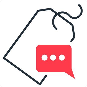 Tag Notification and deal icon concept in red line color vector