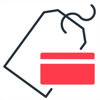 Card Tag and label icon concept in red line color vector
