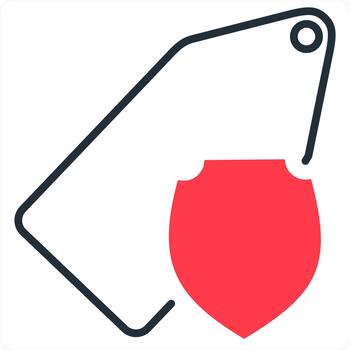 Tag Security and secured icon concept in red line color vector