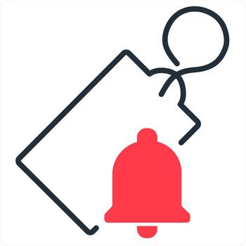 Tag Notification and label icon concept in red line color vector