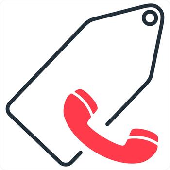 Call Tag and label icon concept in red line color vector