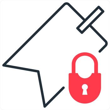 Tag Security icon concept in red line color vector