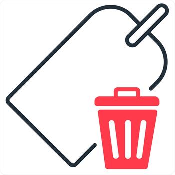 Remove Tag and label icon concept in red line color vector