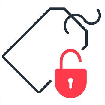 Tag Security and label icon in red line color vector