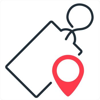 Tag Location and label icon concept in red line color vector