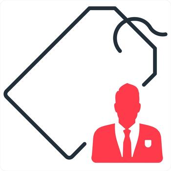 User Tag and label icon concept in red line color vector