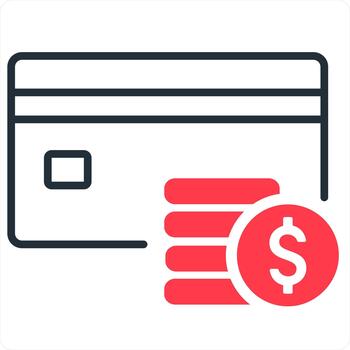 Payment Method and finance icon concept in red line color vector
