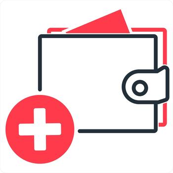 Add To Wallet icon concept in red line color vector