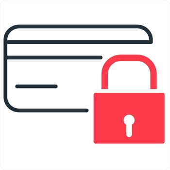 Card Security and protection icon concept in red line color vector