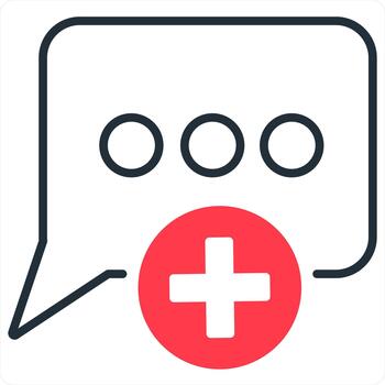 Add Message and create icon concept in red line color vector