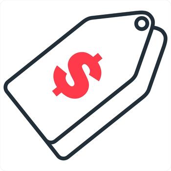 Finance Tag and tag icon concept in red line color vector
