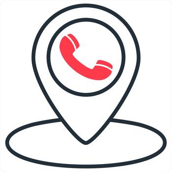Call Location and pin icon concept in red line color vector