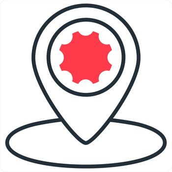 Location Setting and maintenance icon concept in red line color vector