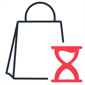 entrega proceso hora icono concepto en rojo línea color vector