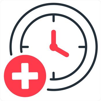 Add Time and time icon concept in red line color vector