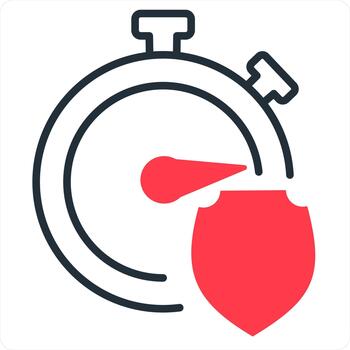 Time Security and protection icon concept in red line color vector