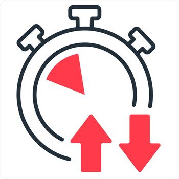 Synchronize Time and time icon concept in red line color vector