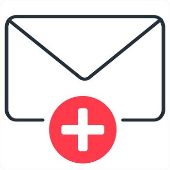 Add Message and message icon concept in red line color vector